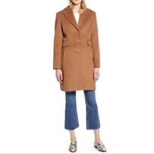 Halogen Single Breasted Notch Collar Topper Coat Size 14 $299